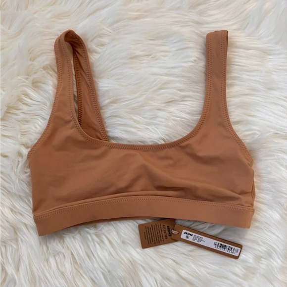 NWT Skims Kim Kardashians Recycled swim tank bikini top neutral tan brown XXS - Picture 1 of 7